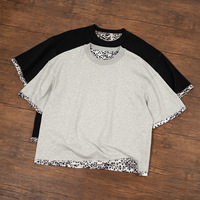 Kaos Leopard Print Dua Sisi Berkualitas Tinggi YKH 240GSM, Kaos Boxy, Sablon Logo, Kaos Pria, Kaos Custom