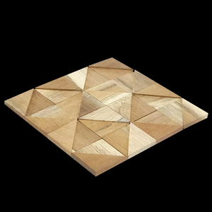 Tàu điện ngầm hình lục giác xương cá gỗ khảm nghệ thuật hiện đại Trung Quốc Thiết kế vỏ dính backsplash tường gạch 4mm không thường xuyên bằng gỗ khảm - Product Image 3