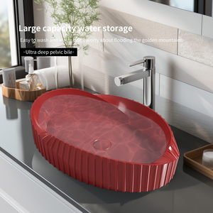 Colorato nuovo arrivo creatività forma irregolare piano del tavolo in porcellana lavabo lavabo da appoggio in ceramica lavabo per <span class=keywords><strong>bagno</strong></span> - Product Image 5