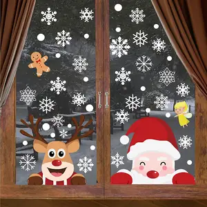 Adesivi per finestre con fiocco di neve decorazioni natalizie decalcomanie per finestre statiche con motivo a doppia faccia per adesivi per finestre di natale