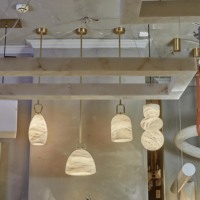Ensemble de luminaires suspendus modernes en albâtre naturel avec anneau en D, style Wabi Sabi, lampe LED suspendue pour îlot de cuisine, salle à manger