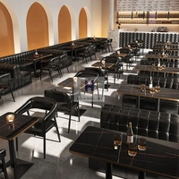 Ensembles de banquettes de café vintage en forme de U pour bars, restaurants, KTV, tables basses et chaises en cuir PU, canapé de boîte de nuit moderne en carton