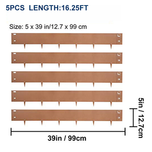 5 pezzi 16.25 piedi di lunghezza del giardino abbellito bordo del metallo bordatura bordo prato cresciuto per giardino - Product Image 2