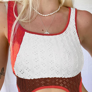 Màu Sắc Tương Phản Len Dệt Kim Tank <span class=keywords><strong>Top</strong></span> Sexy Đồ Lót Chặt Chẽ Đan Cắt <span class=keywords><strong>Top</strong></span> Mùa Hè Phụ Nữ Giản Dị Áo Sơ Mi Sexy Phụ Nữ Tops - Product Image 4