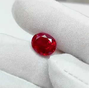 Pigeon máu Ruby đá 12x10mm Ruby 6.7 Carat đá hình bầu dục màu đỏ sâu Ruby đá phòng thí nghiệm grownjewelry