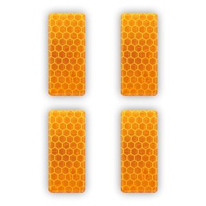 4 pezzi adesivi rettangolari riflettenti arancioni 3D migliorano la visibilità notturna con decorazioni eleganti - Product Image 1
