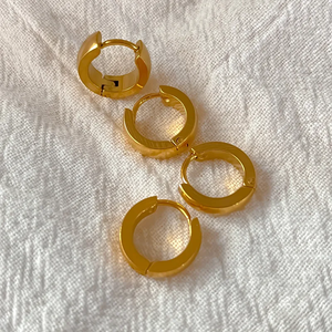 ต่างหูสแตนเลส 304 ทรงกลม เรียบหรู สำหรับผู้หญิง ชุบทอง 18K แบบซ้อนได้ ไม่ลอก ไม่ซีดจาง แฟชั่นทันสมัย - Product Image 4