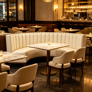 Sofá de Comedor Comercial Moderno Tapizado <span class=keywords><strong>con</strong></span> Diseño Acanalado de Lujo, Asientos de Media Luna para Restaurantes de Alta Gama - Product Image 5