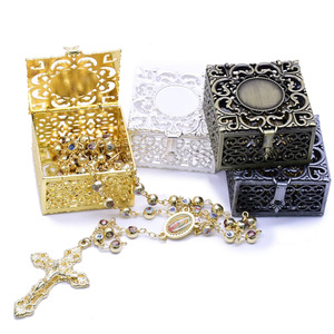 <b>Metal</b> Perforated Jewelry <b>Box</b> 6cm Zinc Alloy For Prayer Beads Necklaces Storage Gold Silver Ancient Bronze Tin - Product Image 5