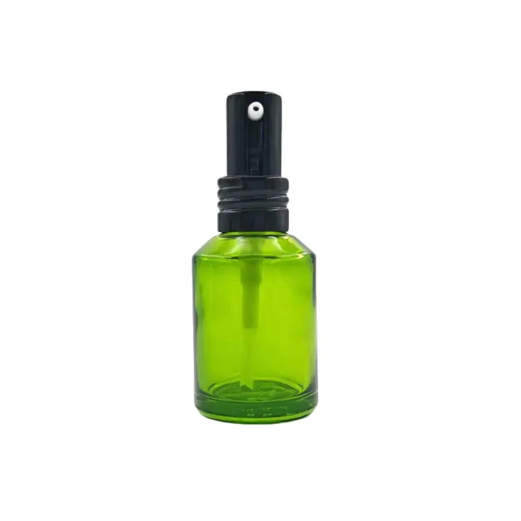 Eco friendly luxury green glass empty lotion bottle 30ml unique lotion bottles