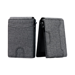 Offres Spéciales ultra-mince métal RFID bloquant porte-carte de crédit en cuir véritable portefeuille à deux volets pour hommes usine en gros pince à billets - Product Image 4