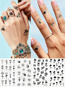 Tatouages temporaires en gros, petits motifs de roses noires, autocollants floraux imperméables pour le visage, le corps et les doigts, pour femmes, festivals et usage quotidien - Product Image 3