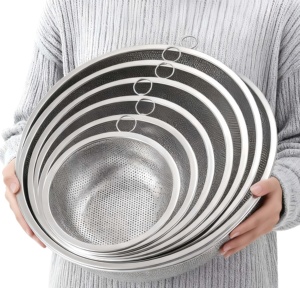 Panier égouttoir en acier inoxydable durable de 16,5 à 31,5 cm <span class=keywords><strong>avec</strong></span> élégante double poignée, passoires et égouttoirs en métal - Product Image 1