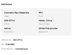 Alcohol Estearílico Granular Blanco, 90-99% de Pureza, Materia Prima Detergente, Grado Industrial, Emulsionante Cosmético, Espesante - Product Image 6