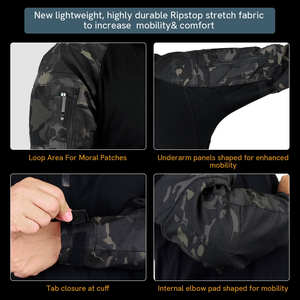 KRYDEX Security Camo Black Mens G4 Tactical Polo T Shirt à manches longues T-Shirt Ranger Green Cotton G4 Combat Shirt - Product Image 2