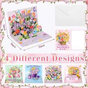 Carte de vœux pour la fête des mères, carte de vœux à thème floral et papillon pour la fête des mères, maman, grand-mère, épouse et femmes, avec enveloppe - Product Image 2