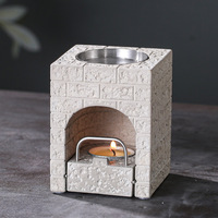 Brûleur d'encens carré en béton écologique, naturel et aromatique, durable, gris, pour huiles d'aromathérapie et fonte de cire, pour la maison