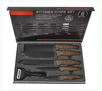 Platinum Series Filet Fish 6.3 Coffret cadeau Cleaver fait à la main Ensemble de couteaux de cuisine en acier inoxydable six pièces avec manche en bois de hêtre