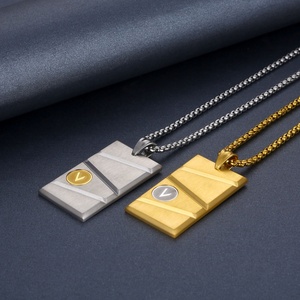 Collier pendentif personnalisé en acier inoxydable brossé pour hommes, avec texte et logo, vente en gros - Product Image 2