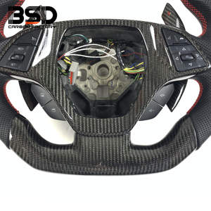 Volant en cuir perforé noir avec LED et fibre de carbone pour <span class=keywords><strong>Chevrolet</strong></span> <span class=keywords><strong>Camaro</strong></span> <span class=keywords><strong>ZL1</strong></span> 1LE SS 2SS Coupé et Corvette C7 2016-2023 - Product Image 5