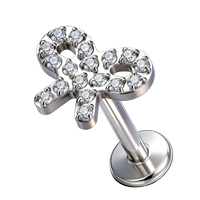 Piercing Labret en Titane ASTM F136 G23 en Forme d'Arc Pavé de Zircone Cubique, Fileté Intérieurement, pour Tragus, Cartilage, Hélix, Conch, Lèvre