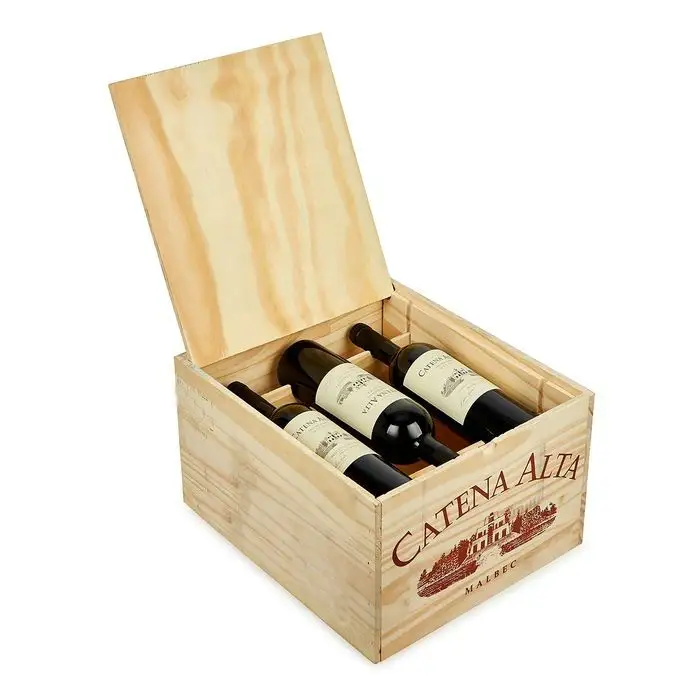 6つの木製シャンパンワイン包装のスライド式蓋付きワイングラスパインウッドの卸売6ボトルギフトボックスオリジナル木製ケース