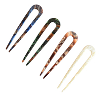 4.3 pouces acétate de Cellulose résine écaille de tortue 2 broches chignon français cheveux fourche bâtons accessoire épingle à cheveux en forme de U épingle à cheveux
