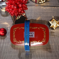 Boîte en fer blanc personnalisable pot cadeau de retrait d'espèces rouge exquis stockage d'artisanat alimentaire en relief matériel de papier métallique durable"