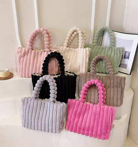 Casual Plush <b>Zipper</b> Handbag Shoulder <b>Bag</b> <b>Large</b> Capacity Multi Color Design <b>Tote</b> <b>Bag</b> - Product Image 1