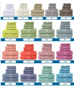 Ensemble de 3 serviettes personnalisées avec logo, 100 % coton, luxe, qualité hôtelière 5 étoiles, serviettes de toilette et de bain 100 % coton, vente en gros à prix réduit - Product Image 6