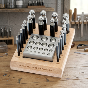 SUNTOOLS/STIPL 18 Cavity Plate 18 Pcs <b>Punch</b> <b>Set</b> Stainless Steel Jewelry Dapping Tools for DIY Irregular Shape Jewelry Setting - Product Image 5