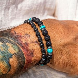 저렴한 도매 블랙 오닉스 녹색 청록색 재스퍼 보석 비즈 마크라메 팔찌 세트 남성 보석 선물 - Product Image 4