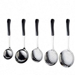 Kitchen Cooking Utensils Set with Stainless Steel Spatula Skimmer and Soup Ladle Metal Kitchenware with Plastic Handle - Product Image 6