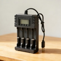 Cargador de Baterías Inteligente con Pantalla LCD y 4 Ranuras, Alimentado por USB, con Apagado Automático, Compatible Universalmente con Baterías AA, AAA, NiMH y Li-ion para Cámara