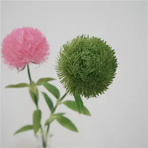 X014 एकल शाखा बाल गेंद भावना कृत्रिम ग्रीन Dianthus गृह सजावट फूल व्यवस्था प्लास्टिक पुष्प थोक