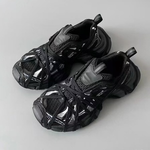 Zapatillas de diseñador francesas con cordones, estilo dad shoes, suela gruesa, parte superior de malla estilo mecha, transpirables y cómodas, que aumentan la altura al correr. - Product Image 5