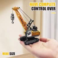 Mini grue RC Crawler 1/64, véhicule d'ingénierie télécommandé 2,4 GHz avec lumières et sons, jouet de bureau pour enfants et collectionneurs