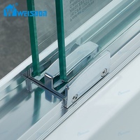 Cabine de douche en verre trempé Weisdon avec cadre en alliage d'aluminium, porte de douche à double glissière pour baignoire