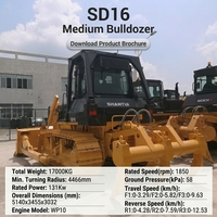 Bouteur sur chenilles SD16 de 17 tonnes et 178 CV avec lame droite standard et ripper à triple lame sélectionnable en stock