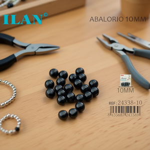 Ilan Abalorio Perline rotonde nere da 10 mm per la creazione di gioielli - Product Image 3