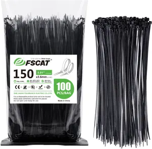 FSCAT yüksek kaliteli naylon 66 plastik kablo bağları 3.6*150mm kendinden kilitleme naylon kablo bağları plastik çok fonksiyonlu Zip bağları