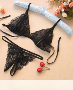 Lingerie renda wanita Lingerie dua potong seksi Hot transparan untuk wanita merah putih hitam - Product Image 3
