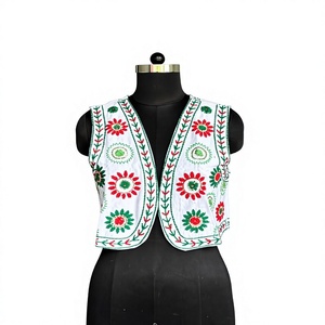 Floral Embroidered Ethnic Vest Traditional Hand-Embroidered <b>Waistcoat</b> Heritage Embroidery Jacket 100% Cotton XL - Product Image 1