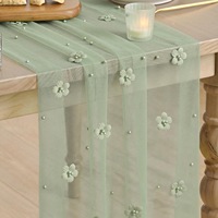 Chemin de table en filet fleuri pour décoration de fête, de jardin, de mariage et d'hôtel