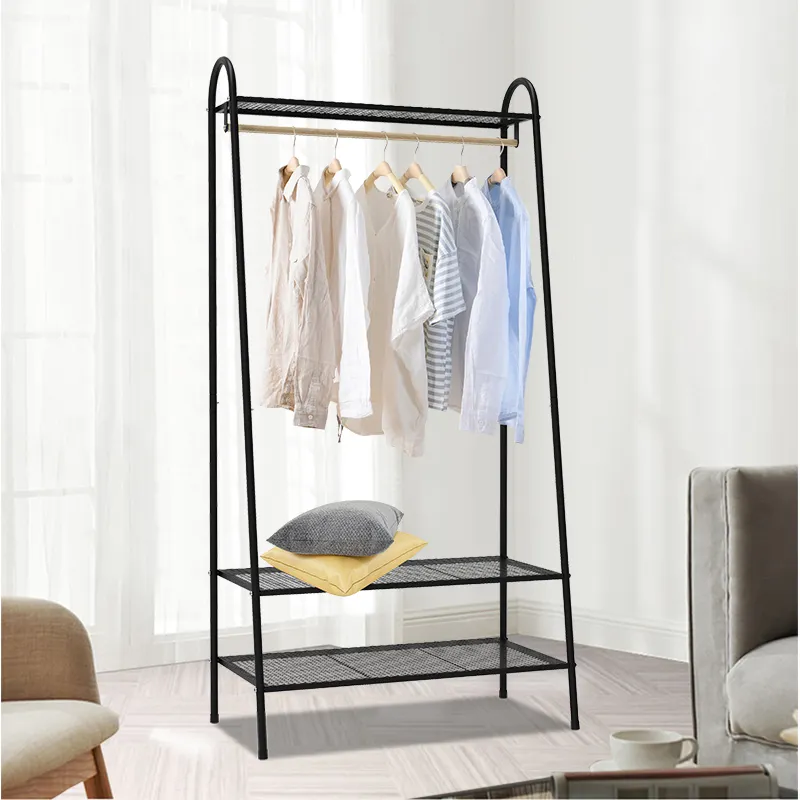 Ru — rail à perche simple pour chambre à coucher, cintres et supports pour vêtements lourds, support en tissu avec étagère