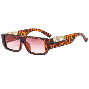 Men's Fashion <b>Square</b> UV400 Sunglasses Retro Hip-hop Style with Narrow <b>Edge</b> & Leopard Pattern Casual & Stylish - Product Image 5
