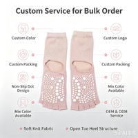 Chaussettes de yoga à cinq doigts pour femmes, mi-mollet, antidérapantes, pour Pilates, commande en gros personnalisée pour studios de yoga et salles de sport