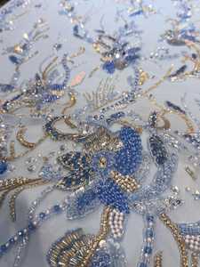 ผ้าปักมือคุณภาพพรีเมียมประดับด้วยไข่มุก ลูกปัด และเลื่อมวิบวับ สำหรับเครื่องประดับเจ้าสาวในงานแต่งงานและเสื้อผ้าดีไซเนอร์ - Product Image 3