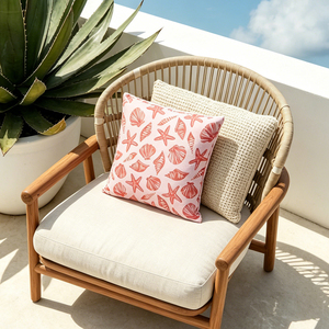 Housse de coussin décorative à imprimé étoile de mer rose, 100% polyester, housse de coussin douce pour canapé, décoration nautique et côtière - Product Image 4