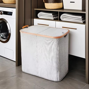 Competitive Price Space-Saving Foldable <b>Hamper</b> Best selling products Divided Foldable Laundry <b>Hamper</b> - Product Image 2